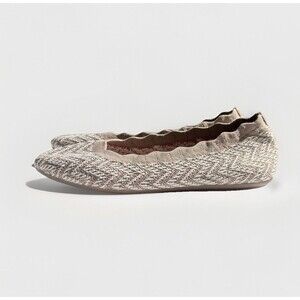 Skechers Cleo Memory Foam Ballet Flats – Taupe Neutral Chevron Stretch– Size 8.5
